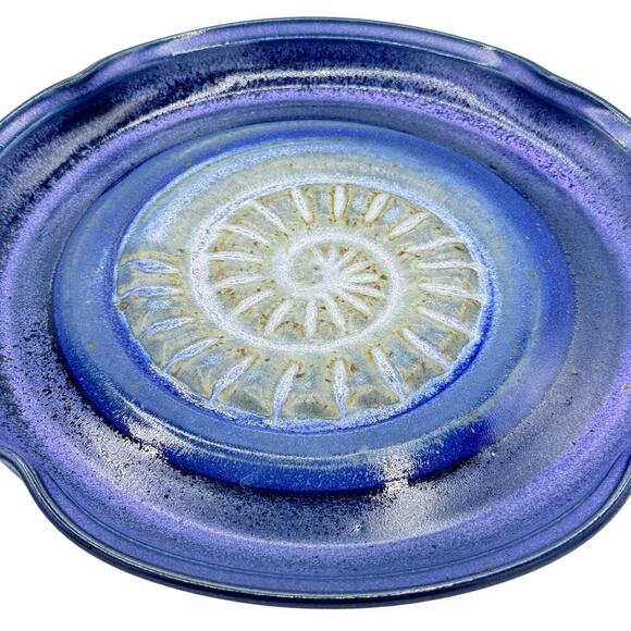 Scott Martin Signed Stoneware Pottery Plate Spiral Nautilus blue/purple 10”‎ - Picture 3 of 10